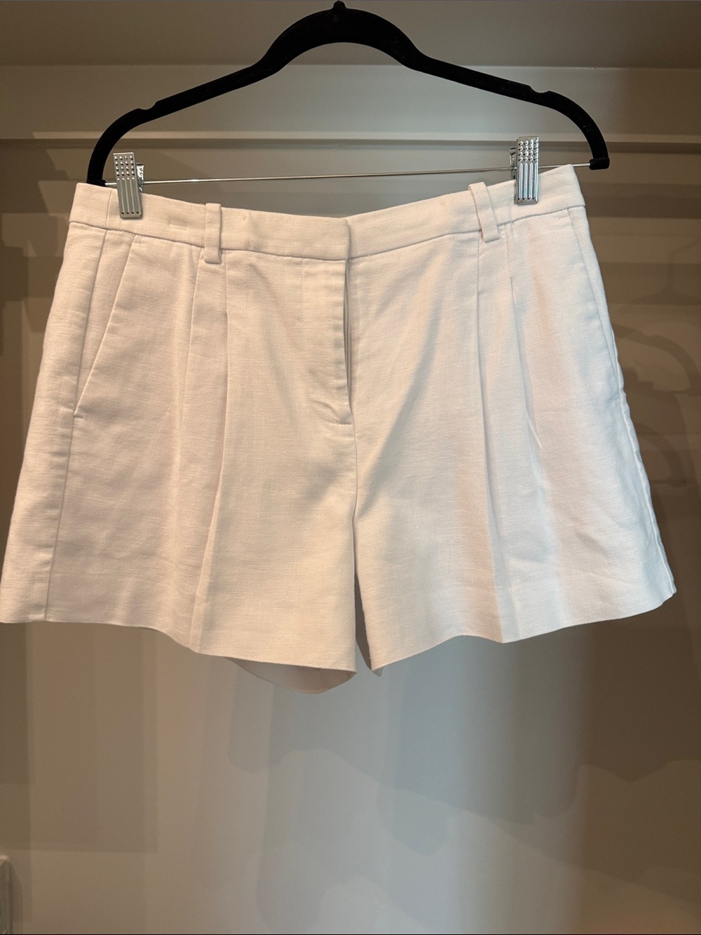 J. Crew White Linen Pleated Shorts